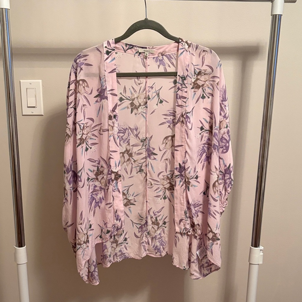 💕 Pink Floral Kimono Cardigan